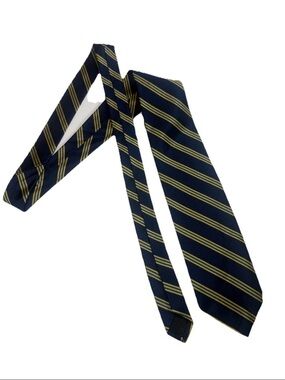 Brooks Brothers 346 Men’s Tie Navy Blue Yellow Striped Pure Silk Made in USA